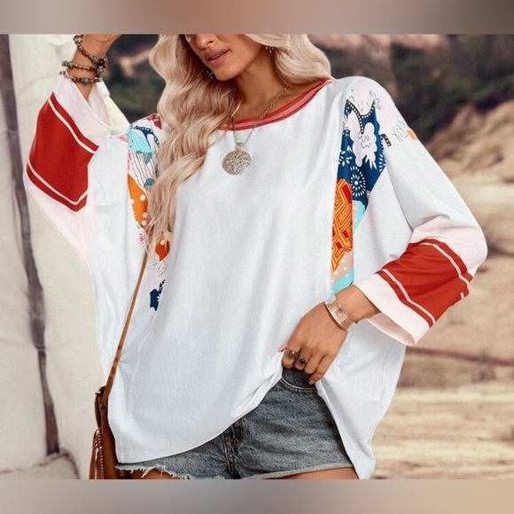 Women's Casual Boho Colorblock Patchwork Contrast Color - Picture 2 of 8